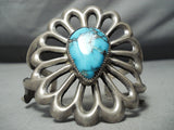 Tolino Vintage Native American Navajo Carico Lake Turquoise Sterling Silver Bracelet Old-Nativo Arts
