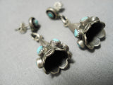 Quality Vintage Native American Navajo Snake Eyes Turquoise Sterling Silver Earrings Old-Nativo Arts
