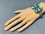 Green Turquoise Butterfly Vintage Native American Navajo Sterling Silver Bracelet-Nativo Arts