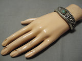 One Of The Best Tufa Cast Artist Native American Navajo Turquoise Sterling Silver Bracelet-Nativo Arts