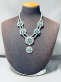 Flower Turquoise Concho Native American Navajo Sterling Silver Necklace-Nativo Arts