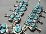 One Of Biggest Vintage Native American Navajo Turquoise Sterling Silver Squash Blossom Necklace-Nativo Arts