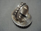 Superior Vintage Native American Navajo Spiderweb Turquoise Sterling Silver Ring-Nativo Arts