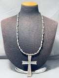 Rare Longer Authentic Vintage Native American Navajo Sterling Silver Cross Necklace-Nativo Arts
