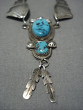 Striking Vintage Navajo Turquoise Sterling Silver Native American Necklace-Nativo Arts