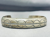 Outstanding Vintage Native American Navajo Sterling Silver Handstamped Bracelet-Nativo Arts
