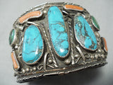 Massive Vintage Native American Navajo Blue Diamond Turquoise Sterling Silver Bracelet-Nativo Arts