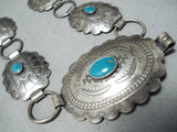 Amazing Vintage Native American Navajo Blue Gem Turquoise Sterling Silver Concho Belt Old-Nativo Arts