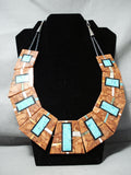 Incredibly Intricate Native American Turquoise Inlay Sterling Silver Necklace-Nativo Arts