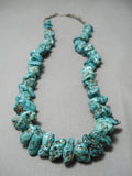 Chunky Huge Vintage Native American Navajo Spiderweb Turquoise Nuggets Necklace Old-Nativo Arts