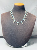 One Of The Most Unique Native American Navajo Button Sterling Silver Turquoise Necklace-Nativo Arts