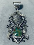 Fantastic Native American Navajo Royston Turquoise Sterling Silver Pendant-Nativo Arts