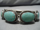 Stunning Vintage Native American Navajo Royston Turquoise Thick Sterling Silver Bracelet Heavy-Nativo Arts