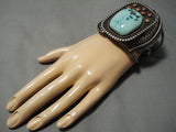One Of Largest Vintage Native American Navajo Easterm Blue Turquoise Sterling Silver Bracelet-Nativo Arts