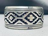 Authentic Vintage Native American Navajo Thomas Singer Sterling Silver Rug Bracelet-Nativo Arts