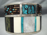 Best Vintage Native American Navajo Turquoise Heishi Sterling Silver Bracelet Cuff Old-Nativo Arts