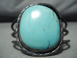 Bold Huge Vintage Native American Navajo Light Blue Turquoise Sterling Silver Bracelet-Nativo Arts