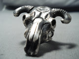 Striking San Felipe Sterling Silver Skull Ring-Nativo Arts