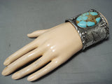 Huge San Felipe 8 Turquoise Sterling Silver Eagle Bracelet-Nativo Arts