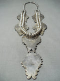 Signed Vintage Native American Navajo Museum Turquoise Sterling Silver Squash Blossom Necklace-Nativo Arts