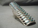 Towering Zuni Native American Turquoise Sterling Silver Ring-Nativo Arts
