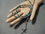 Amazing Vintage Native American Navajo Sterling Silver Turquoise Rosary Necklace-Nativo Arts