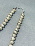 Rare Longer Vintage Native American Navajo Graduated Bead Sterling Silver Necklace-Nativo Arts