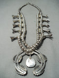 Women's Vintage Native American Navajo Turquoise Sterling Silver Squash Blossom Necklace-Nativo Arts