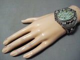 Colossal Vintage Native American Navajo #8 Turquoise Sterling Silver Bracelet-Nativo Arts