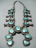 Women's Vintage Native American Navajo Turquoise Sterling Silver Squash Blossom Necklace-Nativo Arts