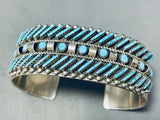 Native American Rare Slanted Turquoise Vintage Navajo Sterling Silver Bracelet Signed-Nativo Arts