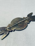 Astounding Vintage Native American Navajo Turquoise & Silver Dollar Sterling Silver Pin-Nativo Arts