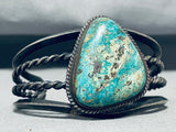 Rare Vintage Native American Navajo Pilot Mountain Rare Turquoise Sterling Silver Bracelet-Nativo Arts