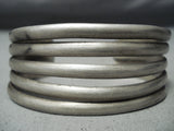 Exceptional Vintage Navajo Sterling Silver Heavy Bracelet Old Native American-Nativo Arts