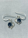 Exceptional Vintage Native American Navajo Black Onyx Sterling Silver Earrings-Nativo Arts