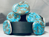 Native American 692 Gram Turquoise Slab Sterling Silver Rich Jim Signed Concho Belt-Nativo Arts