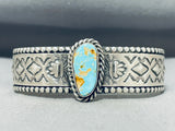 Jeff James Native American Navajo Signed 8 Turquoise Sterling Silver Heavy Bracelet-Nativo Arts
