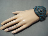 Native American One Of The Best Vintage Zuni Turquoise Inlay Sterling Silver Bracelet-Nativo Arts