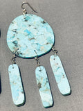 Rare Native American Navajo Turquoise Sterling Silver Tanya Tucker Style Earrings-Nativo Arts