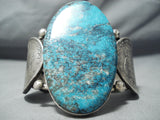 Huge Coin San Felipe Old Kingman Turquoise Sterling Silver Dollar Bracelet-Nativo Arts