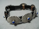 Unique Vintage Native American Navajo Lapis Sterling Silver Concho Bracelet-Nativo Arts