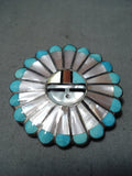 Marvelous Vintage Native American Zuni Turquoise Sterling Silver Pin/ Pendant Old-Nativo Arts