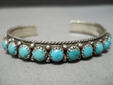 Intricate!! Vintage Native American Navajo Snake Eyes Turquoise Sterling Silver Bracelet Old-Nativo Arts
