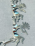 Native American Signed Dancing Kokopelli Vintage Navajo Sterling Silver Necklace-Nativo Arts