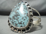 Huge Vintage Native American Navajo Basalt Turquoise Sterling Silver Bracelet-Nativo Arts