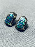 Impressive Vintage Native American Navajo Opal Sterling Silver Earrings-Nativo Arts