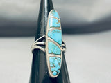 Dynamic Vintage Native American Navajo Morenci Turquoise Sterling Silver Ring-Nativo Arts
