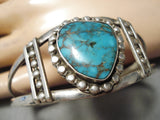 Incredible Vintage Native American Navajo Vivid Spiderweb Turquoise Sterling Silver Bracelet-Nativo Arts