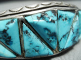 Incredible Vintage Native American Navajo Triangular Turquoise Inlay Sterling Silver Bracelet-Nativo Arts
