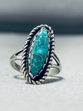 Tight Spiderweb Vintage Native American Navajo Turquoise Sterling Silver Ring Old-Nativo Arts
